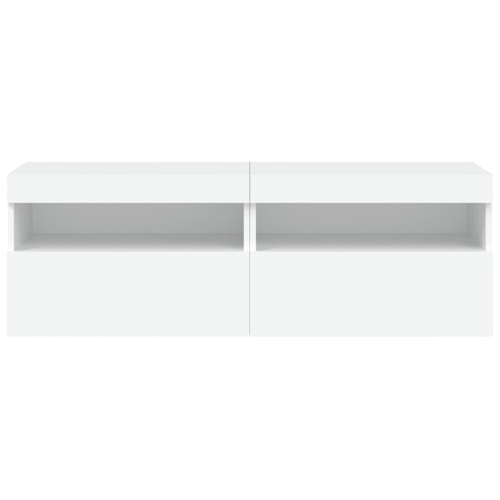 vidaXL Έπιπλα Τοίχου Τηλεόρασης με LED 2 Τεμ. Λευκά 60x30x40 εκ.