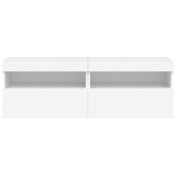 vidaXL Έπιπλα Τοίχου Τηλεόρασης με LED 2 Τεμ. Λευκά 60x30x40 εκ.
