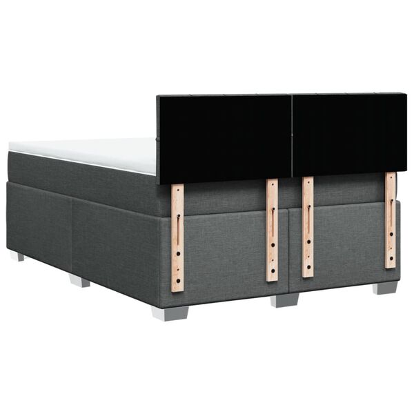 vidaXL Κρεβάτι Boxspring με Στρώμα Σκούρο Γκρι 140x190 εκ. Υφασμάτινο