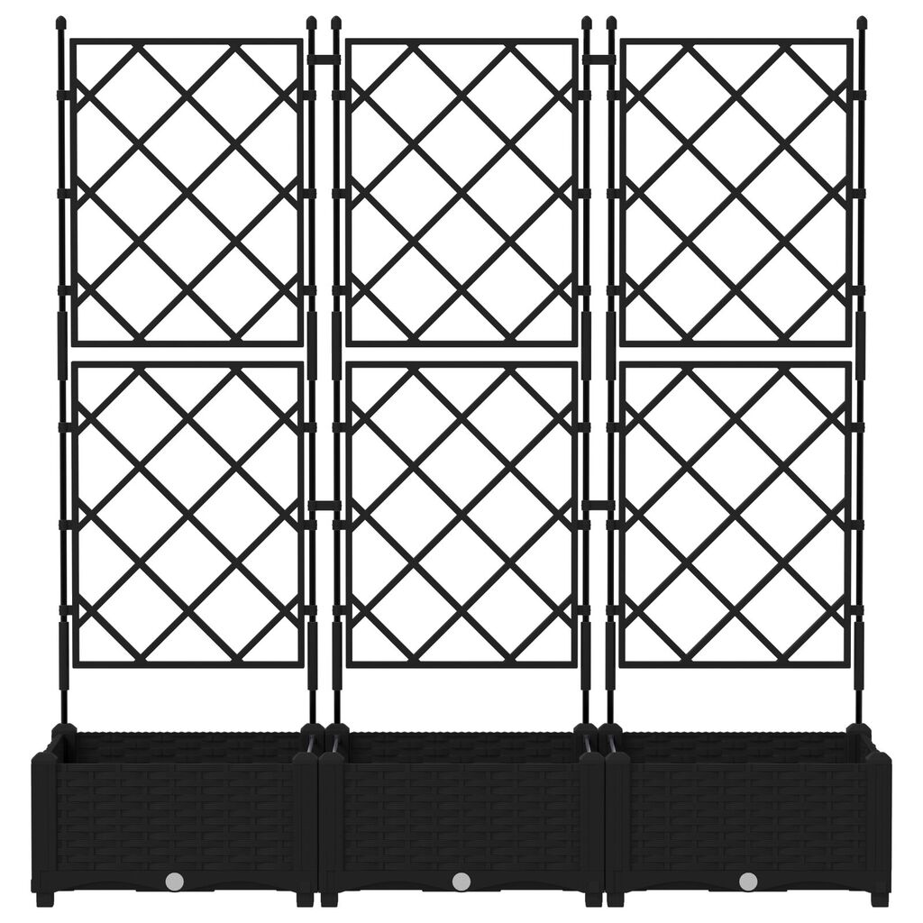 vidaXL Γλάστρα Κήπου με Πλέγμα 3 τεμ Μαύρη 120x40x125.5 εκ.