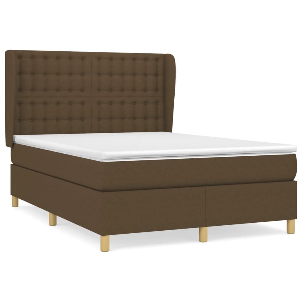 vidaXL Κρεβάτι Boxspring με Στρώμα Σκούρο Καφέ 140x200 εκ Υφασμάτινο