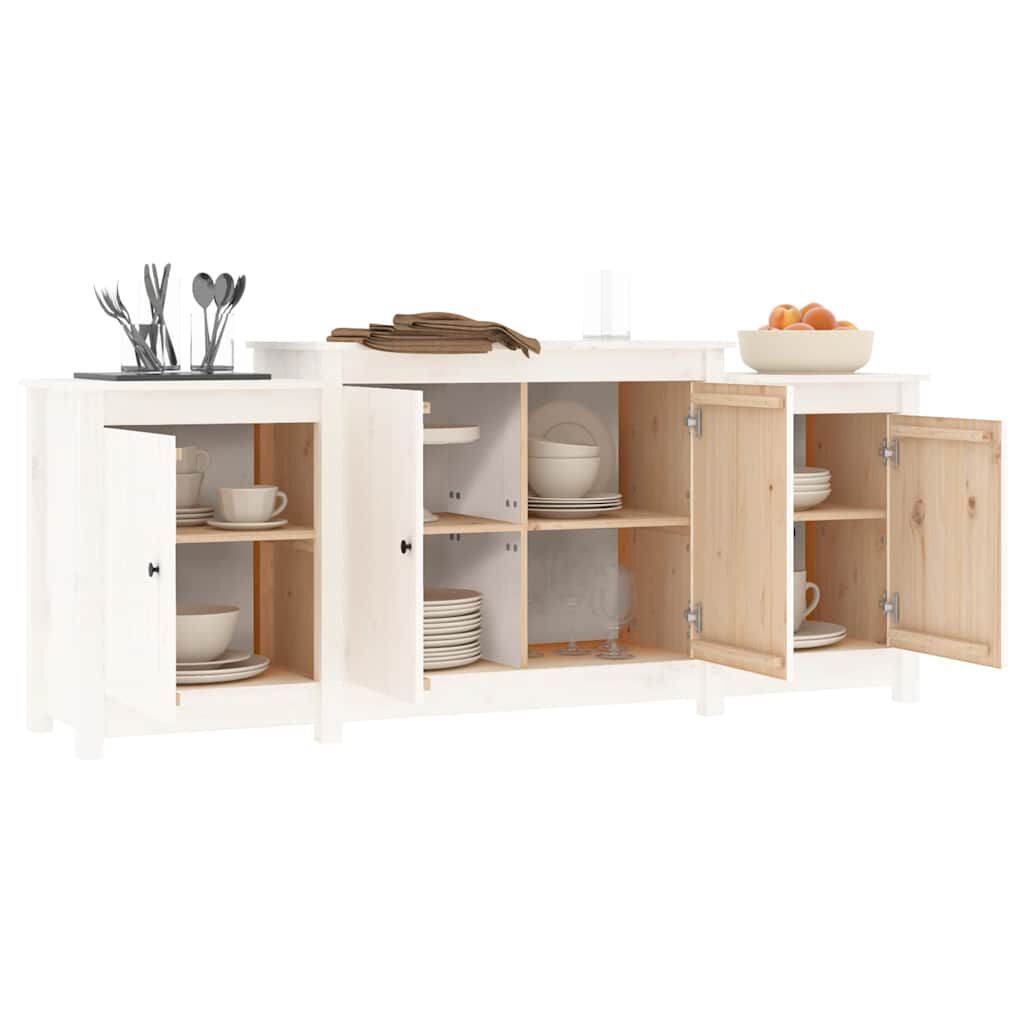 vidaXL Μπουφές Λευκός 164 x 37 x 68 εκ. από Μασίφ Ξύλο Πεύκου