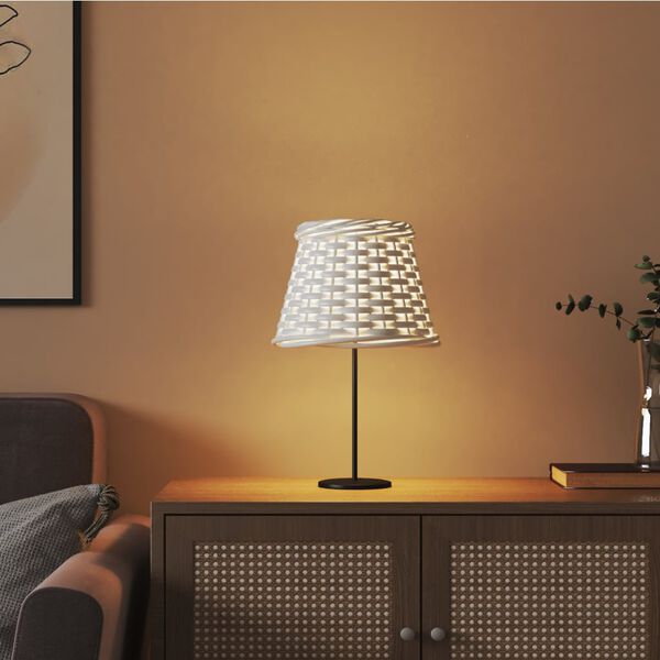 vidaXL Καπέλο Φωτιστικού Λευκό Ø15x12 εκ. από Wicker