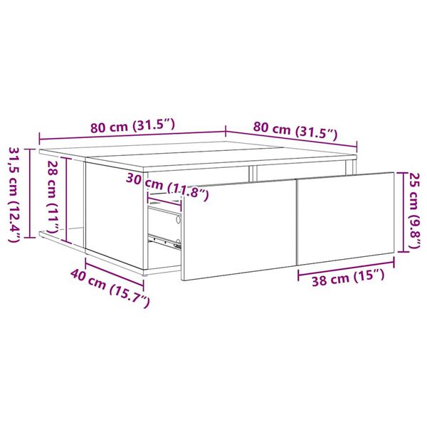 vidaXL Τραπεζάκι σαλονιού with Drawer artisan δρυς 80 x 80 x 31 cm