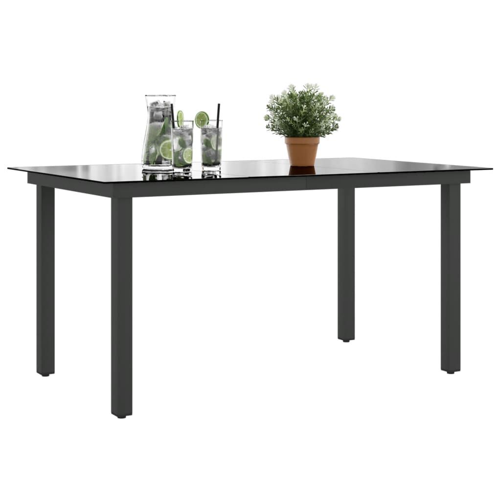 vidaXL Τραπέζι Κήπου Μαύρο 150 x 90 x 74 εκ. από Αλουμίνιο / Γυαλί