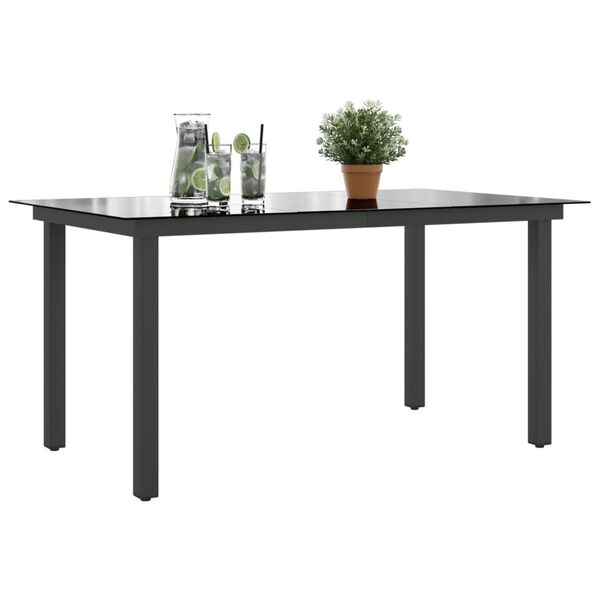 vidaXL Τραπέζι Κήπου Μαύρο 150 x 90 x 74 εκ. από Αλουμίνιο / Γυαλί