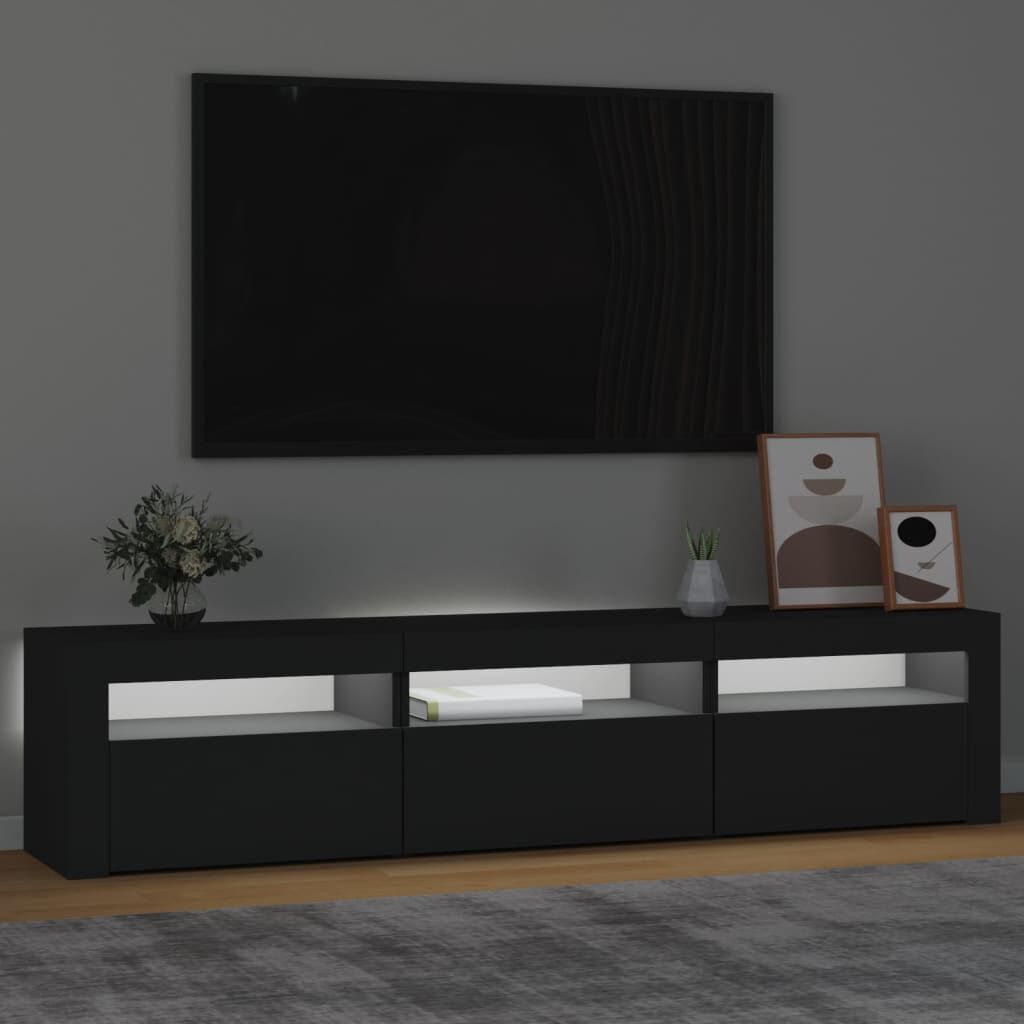 vidaXL Έπιπλο Τηλεόρασης με LED Μαύρο 180x35x40 εκ.