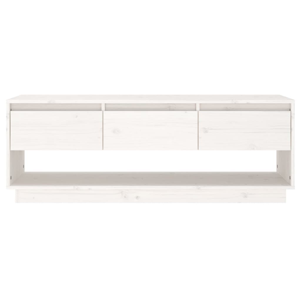 vidaXL Έπιπλο Τηλεόρασης Λευκό 110,5x34x40 εκ. από Μασίφ Ξύλο Πεύκου