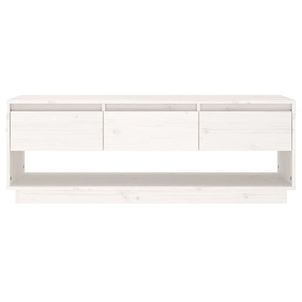 vidaXL Έπιπλο Τηλεόρασης Λευκό 110,5x34x40 εκ. από Μασίφ Ξύλο Πεύκου