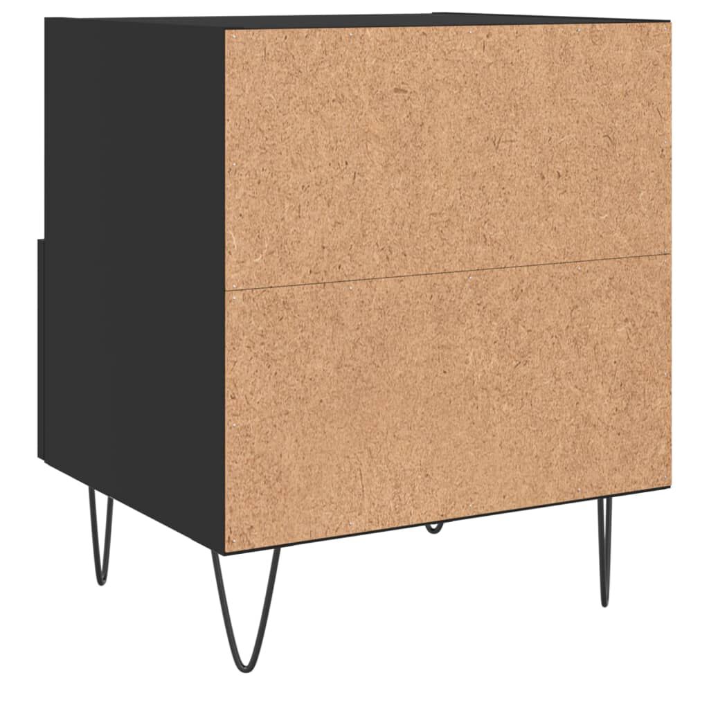 vidaXL Κομοδίνα 2 τεμ. Μαύρα 40 x 35 x 47,5 εκ. από Επεξεργασμένο Ξύλο
