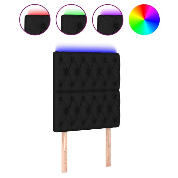 vidaXL Κεφαλάρι Κρεβατιού LED Μαύρο 80x7x118/128 εκ. Υφασμάτινο