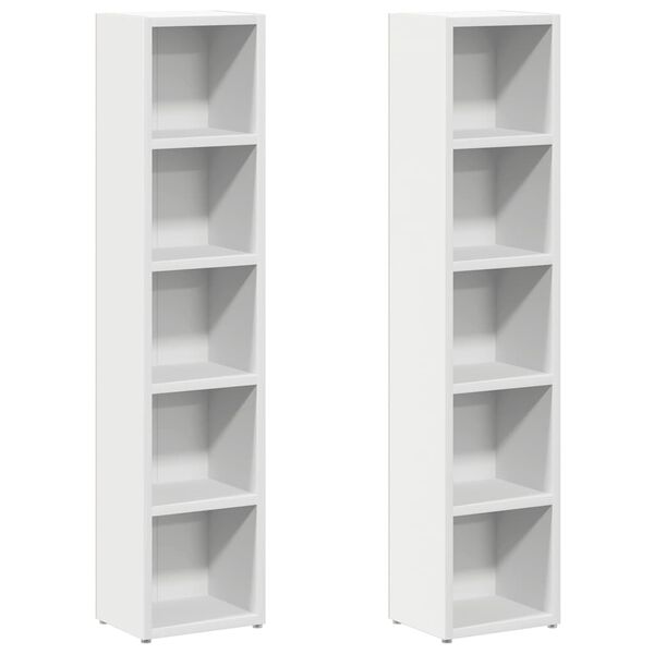 vidaXL Έπιπλα για CD 2 τεμ. Λευκά 21x16x93,5 εκ. από Μοριοσανίδα