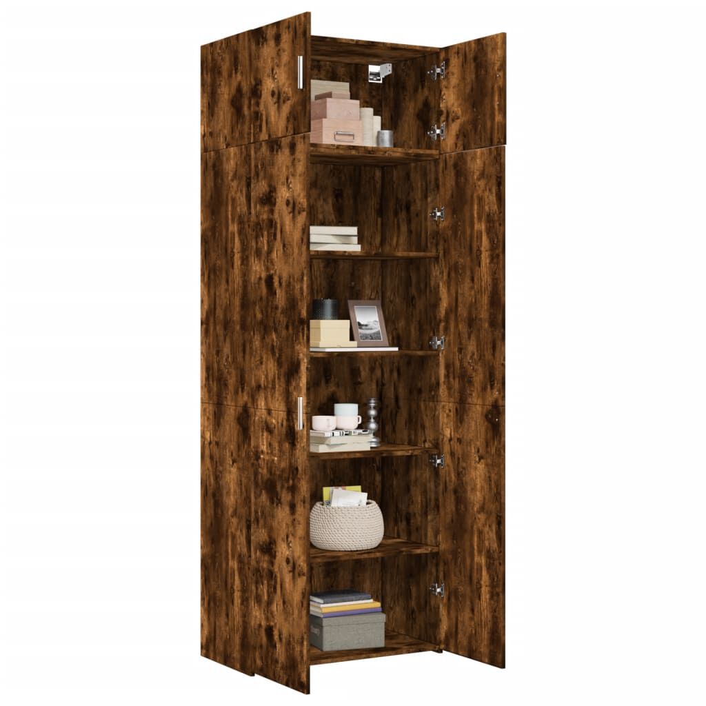 vidaXL Ραφιέρα με Ντουλάπια Καπνιστή Δρυς 80x42,5x225 εκ. Επεξ. Ξύλο