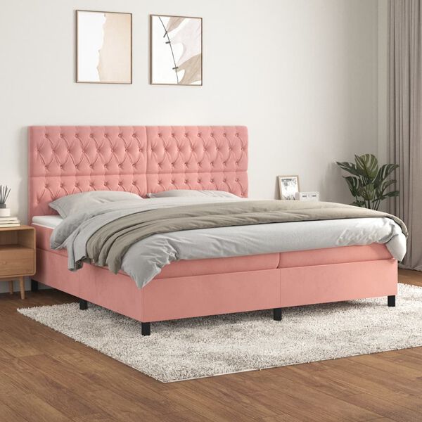 vidaXL &Kappa;&rho;&epsilon;&beta;ά&tau;&iota; Boxspring &mu;&epsilon; &Sigma;&tau;&rho;ώ&mu;&alpha; &Rho;&omicron;&zeta; 200x200 &epsilon;&kappa;. &Beta;&epsilon;&lambda;&omicron;ύ&delta;&iota;&nu;&omicron;
