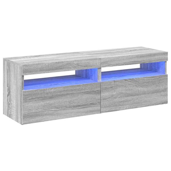 vidaXL Έπιπλα Τηλεόρασης με LED 2 τεμ. Γκρι Sonoma 60 x 35 x 40 εκ.