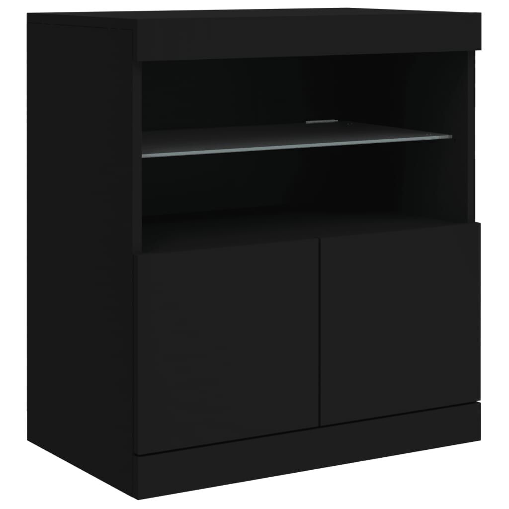 vidaXL Μπουφές με Φώτα LED Μαύρος 60 x 37 x 67 εκ.
