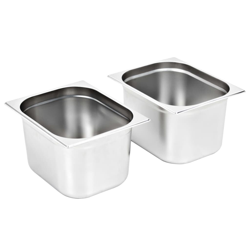 vidaXL Λεκάνες Gastronorm 2 τεμ. GN 1/2 200 χιλ. από Ανοξείδωτο Ατσάλι