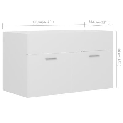 vidaXL Ντουλάπι Νιπτήρα Λευκό 80 x 38,5 x 46 εκ. από Μοριοσανίδα