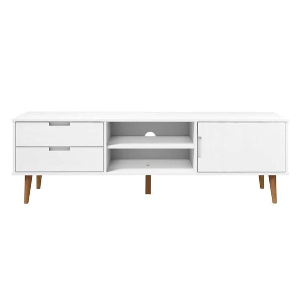 vidaXL Έπιπλο Τηλεόρασης MOLDE Λευκό 158x40x49 εκ. Μασίφ Ξύλο Πεύκου