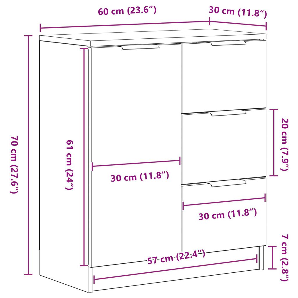 vidaXL Μπουφές Μαύρη Οξυά 180 x 30 x 70 εκ Επεξεργασμένο ξύλο