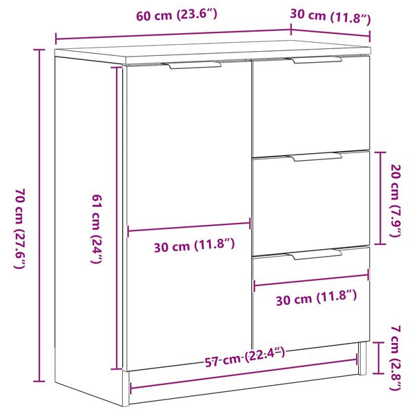 vidaXL Μπουφές Μαύρη Οξυά 180 x 30 x 70 εκ Επεξεργασμένο ξύλο