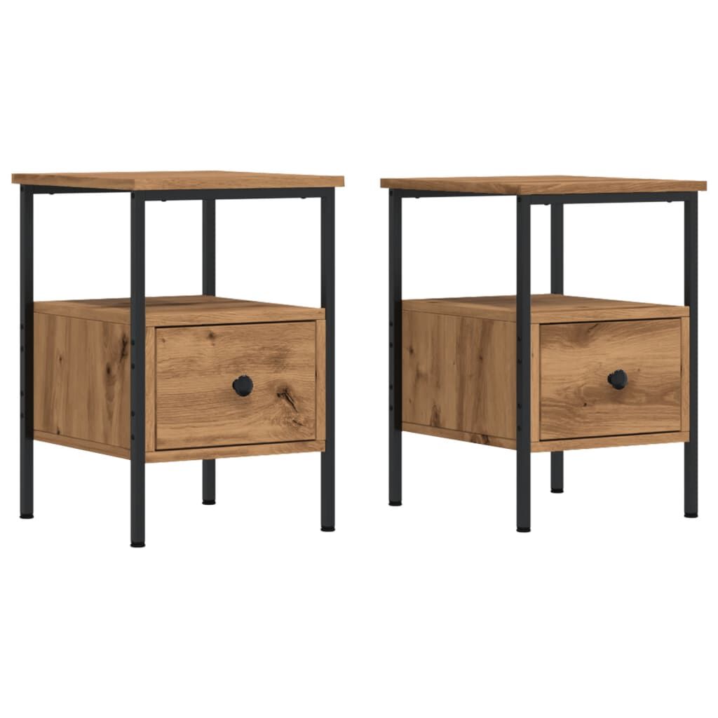 vidaXL Κομοδίνα 2 τεμάχια Artisan Oak 34x36x50 cm Κατασκευασμένο ξύλο