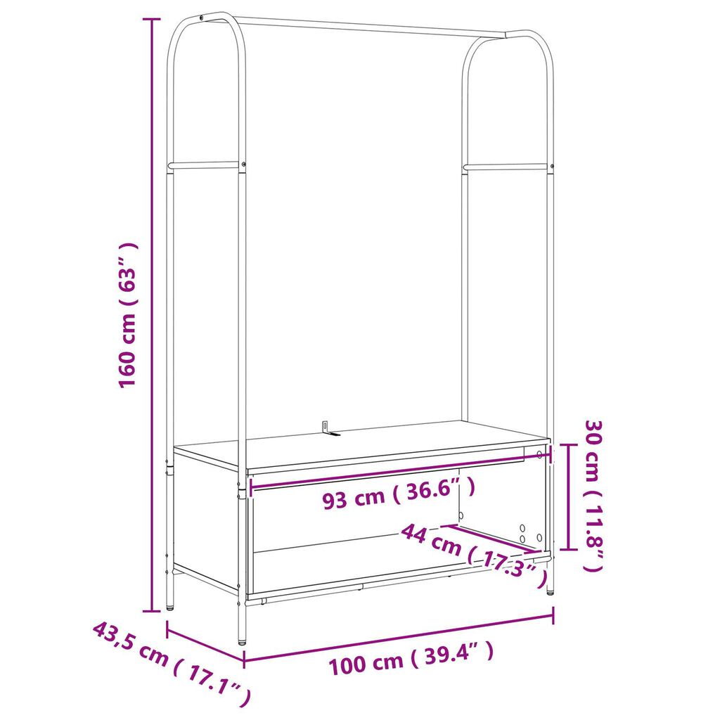 vidaXL Ράφι Ρούχων Καρυδιά 100x44x160 εκ.