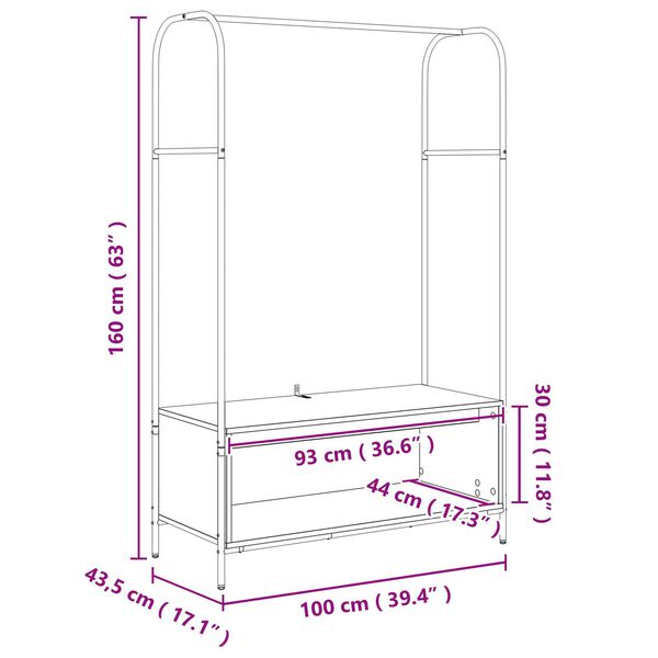 vidaXL Ράφι Ρούχων Καρυδιά 100x44x160 εκ.