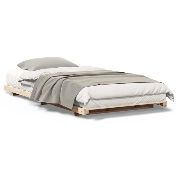 vidaXL Κρεβάτι δαπέδου Καφέ 80 x 220 cm Μασίφ ξύλο πεύκου