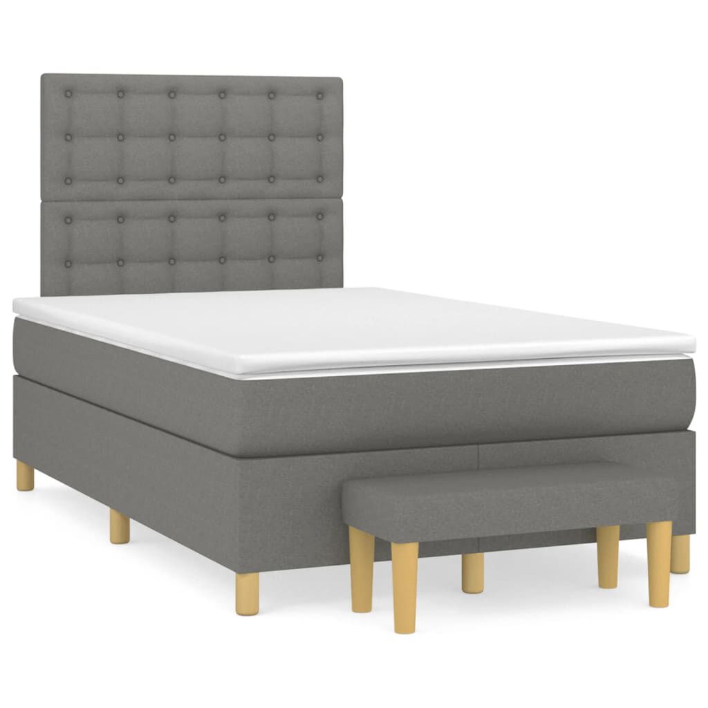vidaXL Κρεβάτι Boxspring με Στρώμα Σκούρο Γκρι 120x200 εκ. Υφασμάτινο