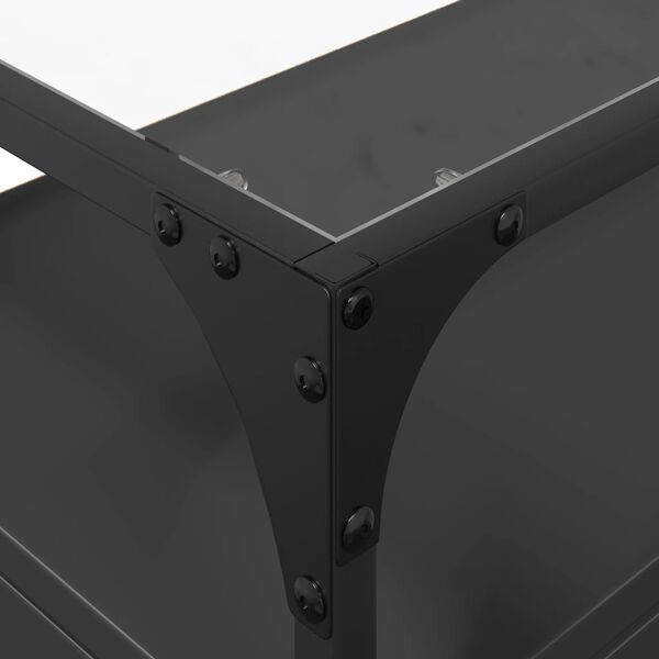 vidaXL Έπιπλο Τηλεόρασης Γυάλ Επιφάνεια Μαύρο 60x35x51 εκ Επ Ξύλο