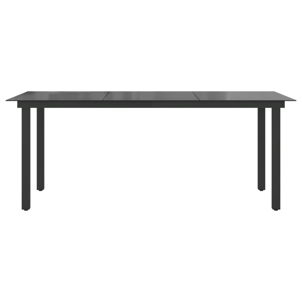 vidaXL Τραπέζι Κήπου Μαύρο 190 x 90 x 74 εκ. από Αλουμίνιο / Γυαλί