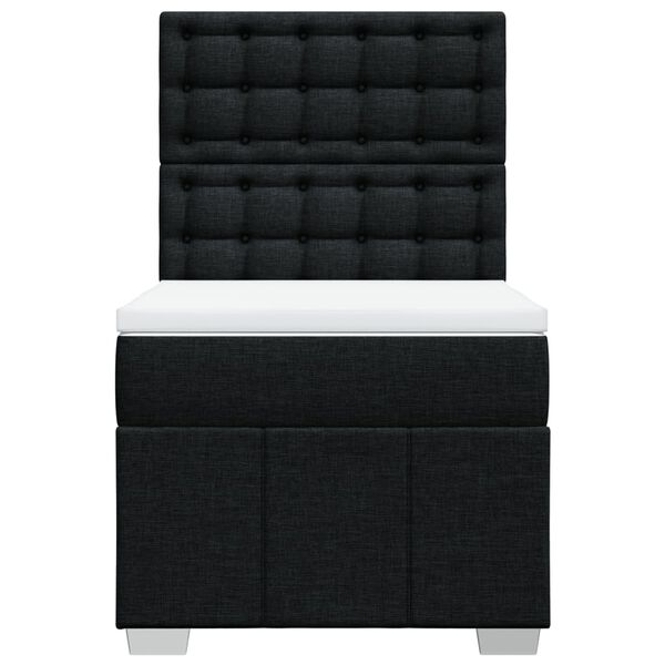 vidaXL Κρεβάτι Boxspring με Στρώμα Μαύρο 90x190 εκ.Υφασμάτινο