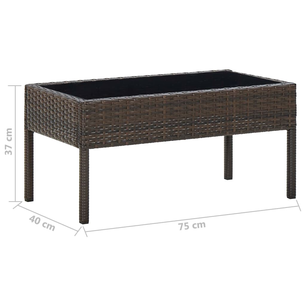 vidaXL Τραπέζι Κήπου Καφέ 75 x 40 x 37 εκ. από Συνθετικό Ρατάν