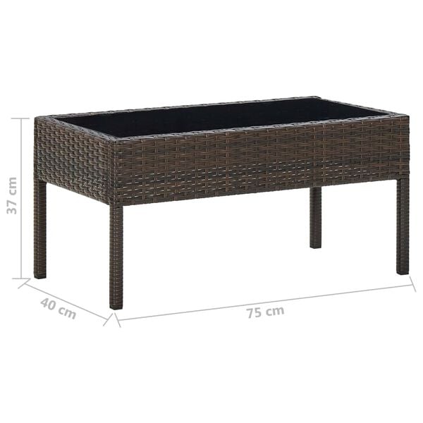 vidaXL Τραπέζι Κήπου Καφέ 75 x 40 x 37 εκ. από Συνθετικό Ρατάν