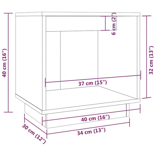 vidaXL Κομοδίνο 40 x 30 x 40 εκ. από Μασίφ Ξύλο Πεύκου