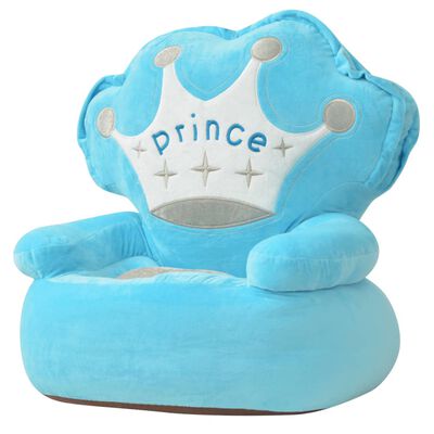 vidaXL Πολυθρόνα Παιδική «Πρίγκιπας» Μπλε Λούτρινη