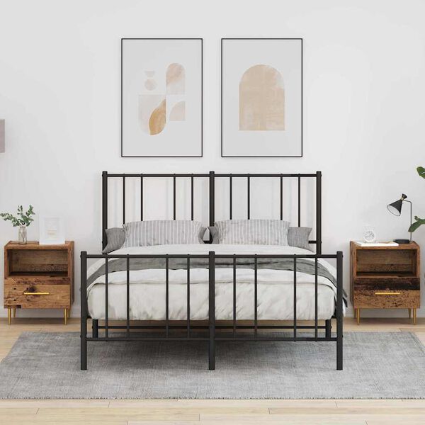 vidaXL Κομοδίνο 2 pcs Παλαιό ξύλο 40 x 35 x 47.5 εκ Επεξεργασμένο ξύλο