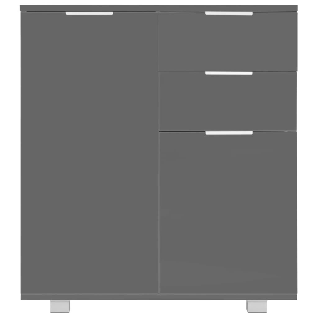 vidaXL Μπουφές Ψηλός Γυαλιστερός Γκρι 71x35x80 εκ. Επεξεργασμένο Ξύλο