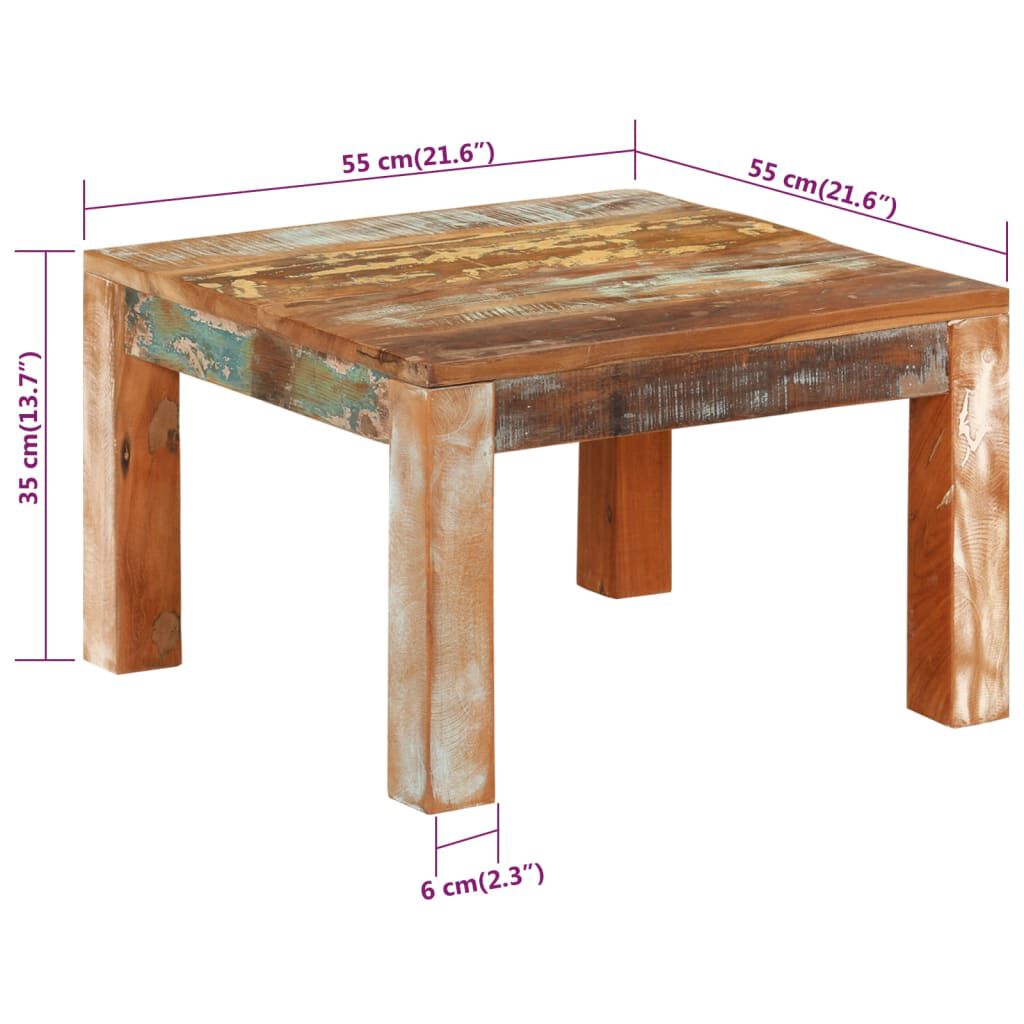 vidaXL Τραπεζάκι Σαλονιού 55 x 55 x 35 εκ. από Μασίφ Ανακυκλωμένο Ξύλο