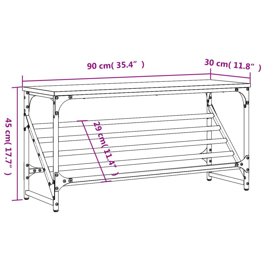 vidaXL Παπουτσοθήκη Γκρι Sonoma 90x30x45 εκ. από Επεξεργασμένο Ξύλο