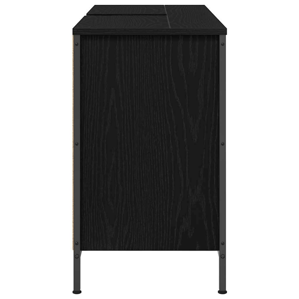 vidaXL ντουλάπι νιπτήρα με συρτάρια Μαύρη δρυς 90x34,5x60 εκ.