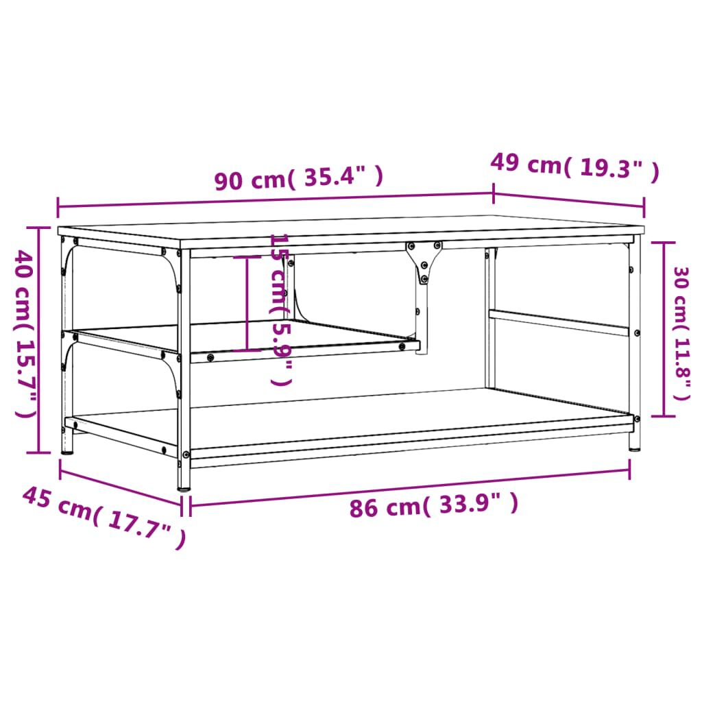 vidaXL Τραπεζάκι Σαλονιού Καφέ Δρυς 90 x 49 x 40 εκ. από Επεξεργ. Ξύλο