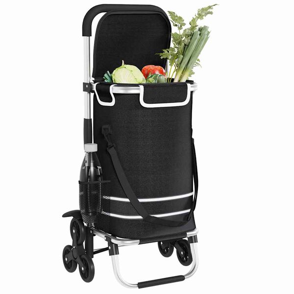 vidaXL Καρότσι Αγορών Μαύρο 47 x 39 x 100.5 εκ. Ύφασμα Oxford