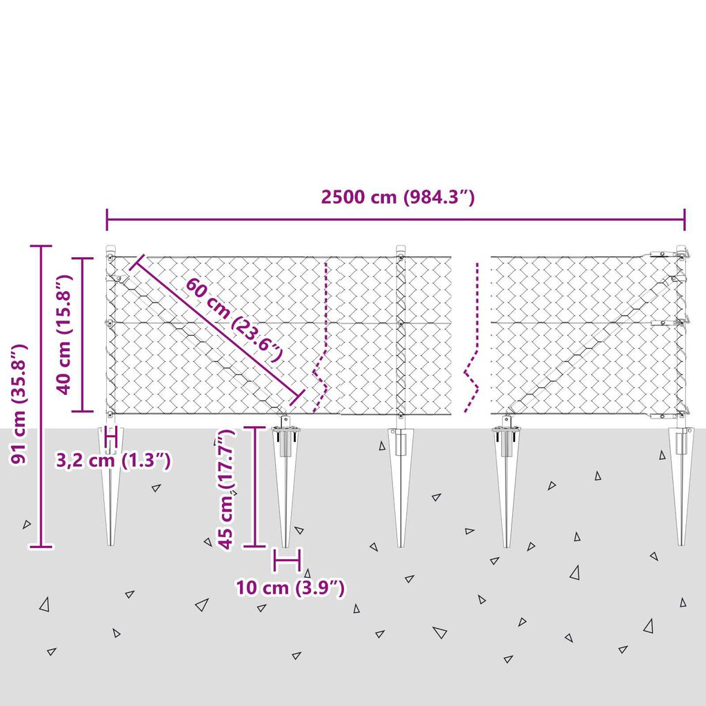 vidaXL Περίφραξη Εξάγωνη Πράσινη 0,4x25 m Ατσάλι