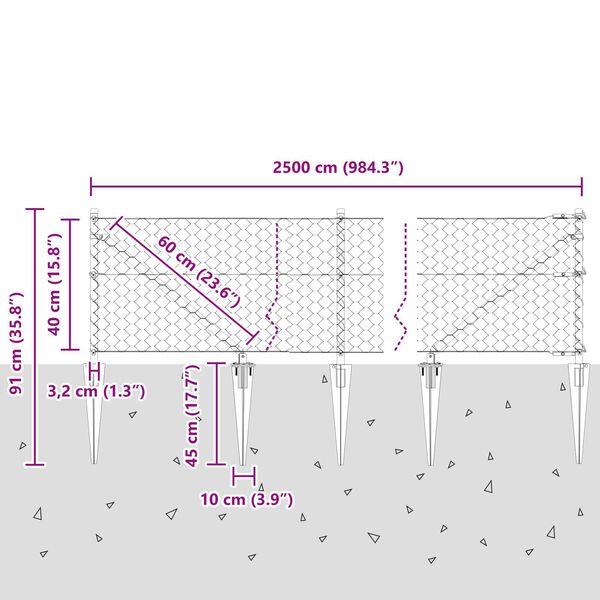 vidaXL Περίφραξη Εξάγωνη Πράσινη 0,4x25 m Ατσάλι