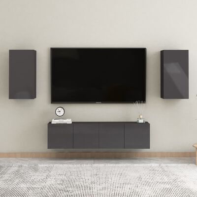 vidaXL Έπιπλο Τηλεόρασης Γυαλιστερό Γκρι 30,5 x 30 x 60εκ. Μοριοσανίδα
