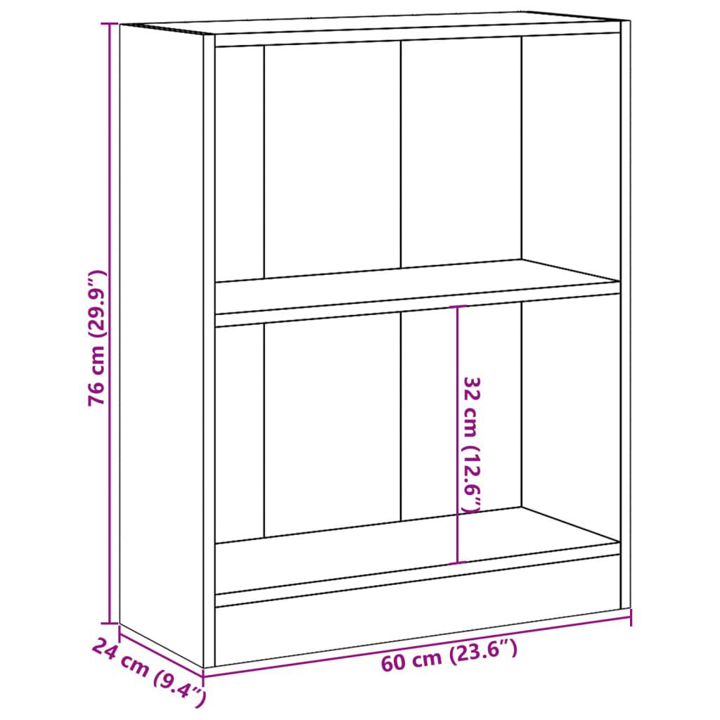 vidaXL Βιβλιοθήκη Μαύρη 60 x 24 x 76 εκ. από Επεξεργασμένο Ξύλο