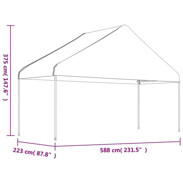 vidaXL Κιόσκι με Τέντα Λευκό 4,46 x 5,88 x 3,75 μ. από Πολυαιθυλένιο
