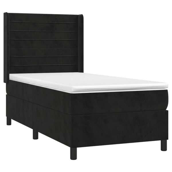 vidaXL Κρεβάτι Boxspring με Στρώμα Μαύρο 80 x 200 εκ. Βελούδινο